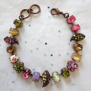 AMARO JEWELRY STUDIO BRACELET IN PINKS,GREENS & TOPAZ W/ ASSORTED COMPONENTS NEW